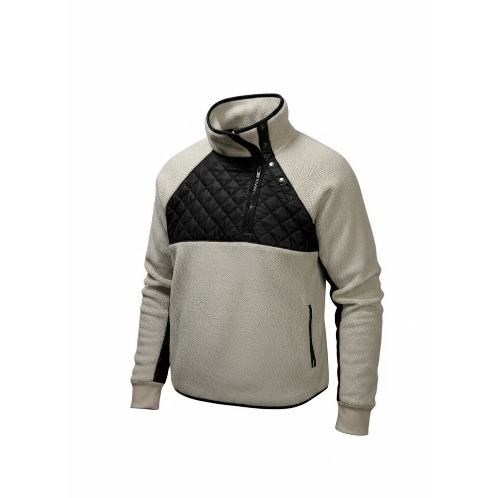 Abercrombie & Fitch Mens XL Sherpa Fleece Quilted Faux Leather Snap Pullover